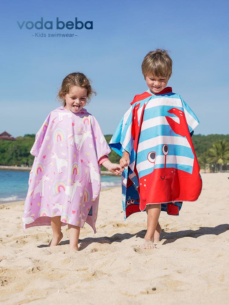 vodabeba Children's bathrobe, water absorption, fast dry bath towels, swimming beach towel, girl boy baby