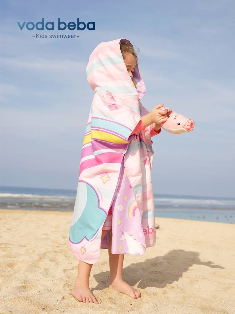 vodabeba Children's bathrobe, water absorption, fast dry bath towels, swimming beach towel, girl boy baby