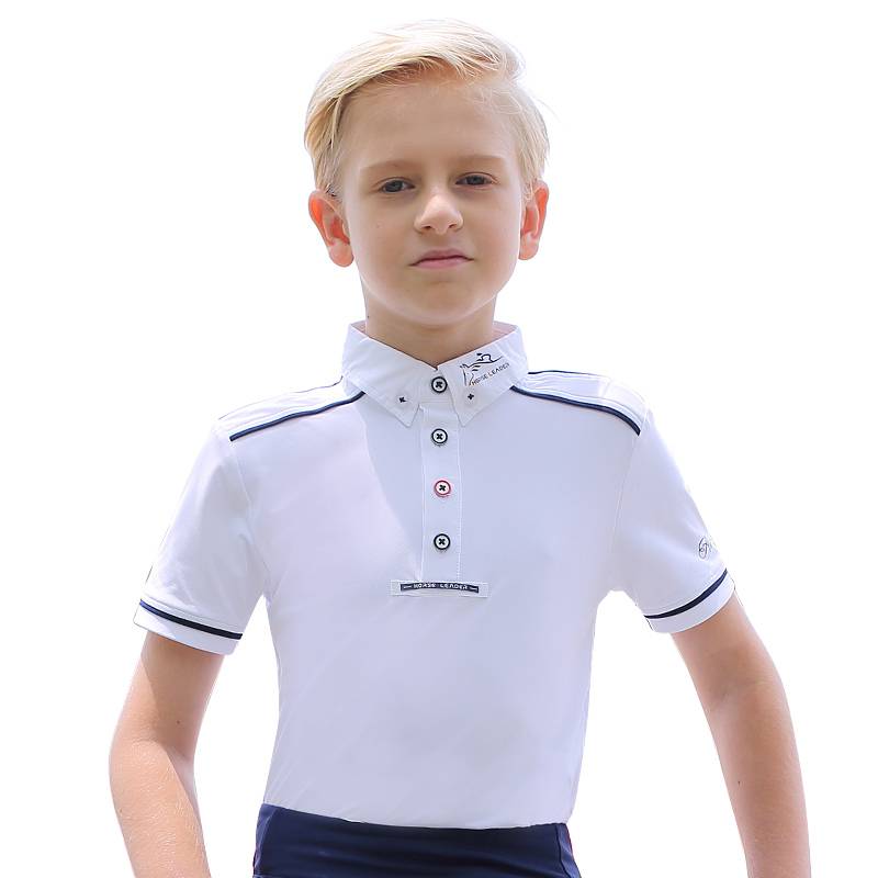 Xia Children's Equestrian Clothing Set Equestrian T -shirt Male Riding Equipment Short -sleeved Knight Clothing Women's Competition Polo shirt