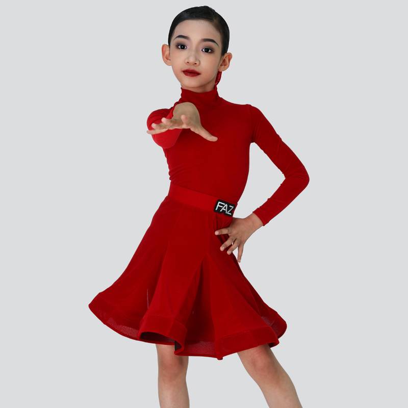FAZ Children's Net Red Competition Standardized Services Exam Skirt Set Performing Girls' Professional Latin Dance Service
