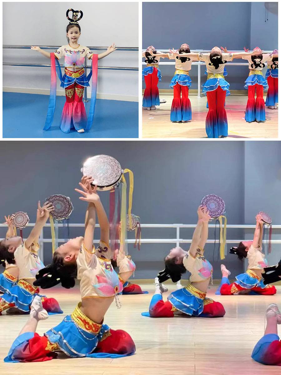 Dunhuang dance service children's performance service Liuyi performance murals are absolutely strange exotic flying sky music drum clothing women