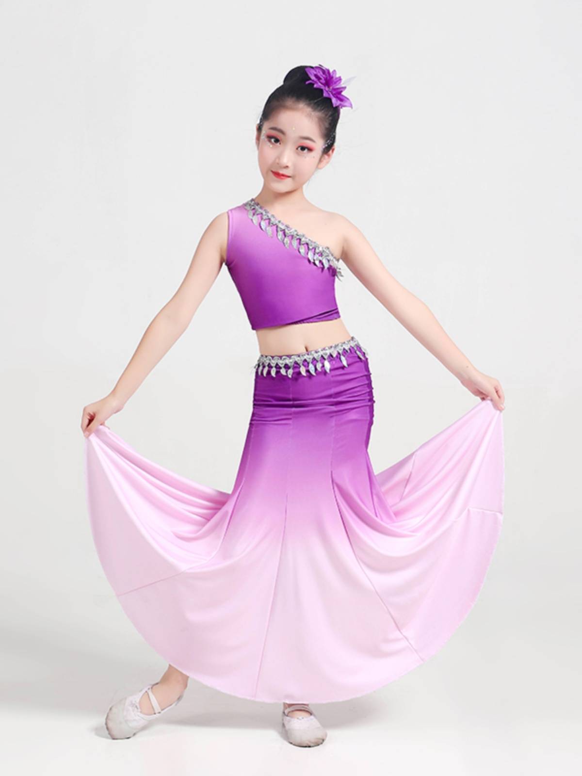 Children's Dai dance service performance service girl performance service, peacock dance dance Dai skirt fishtail skirt slim hip