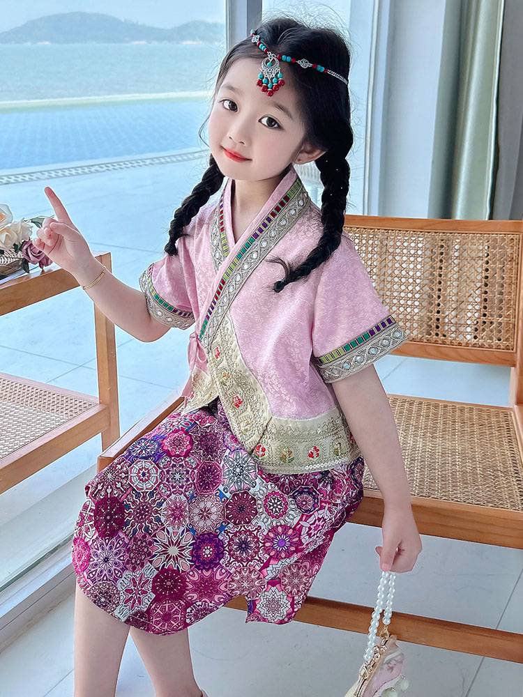Children's graduation performance clothing Yunnan Dai clothing girls' clothing girl clothing West double version of ethnic minority children's clothing Thai style