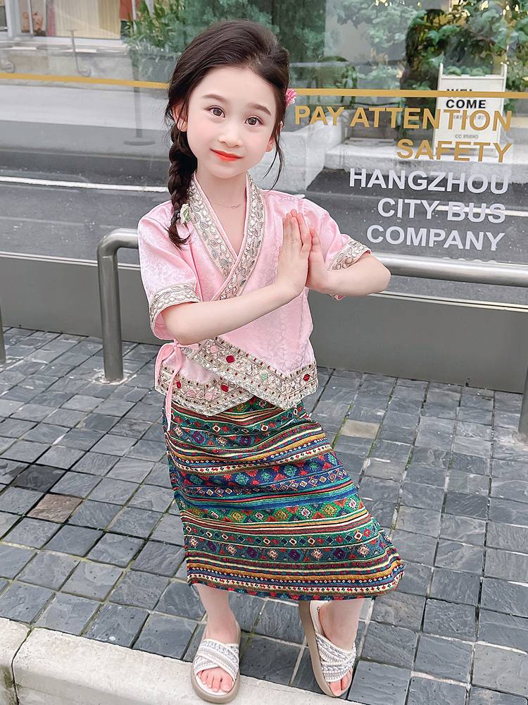 Children's graduation performance clothing Yunnan Dai clothing girls' clothing girl clothing West double version of ethnic minority children's clothing Thai style
