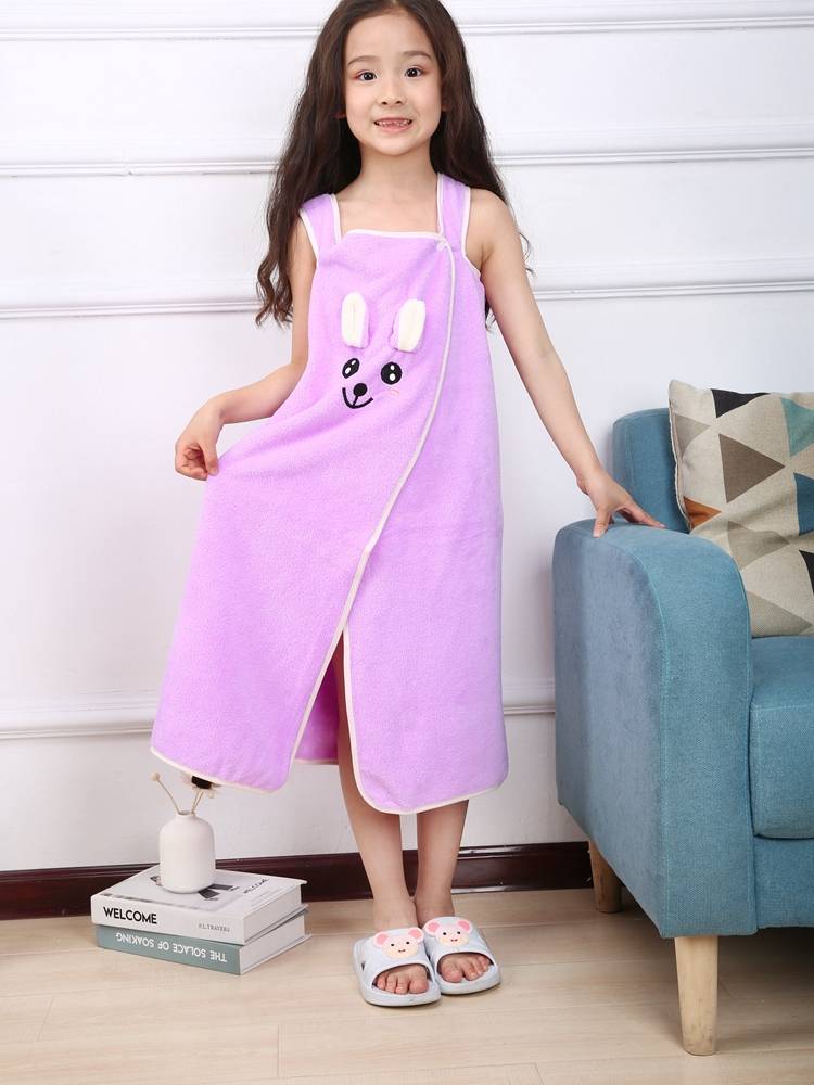 Household big bath towels can be worn, wrapped girl bathrobe bath towels, children's bath skirts than pure cotton
