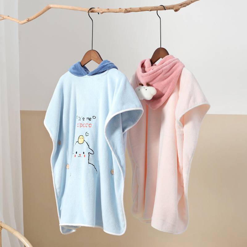 Children's bath towel cape children's hooded bathrobe bath towels quickly dry water absorption baby swimming bathing bathrobe