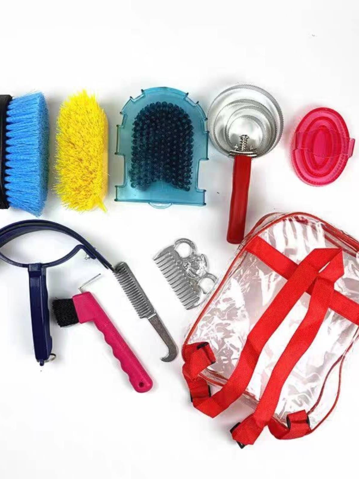 Pony-cleaning kit with a horse-washing kit and a ten-pack horse-brushing kit