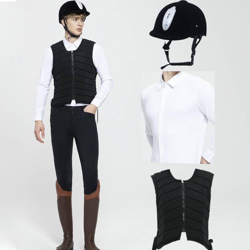 A horse-backed, adult-male horse-riding training competition with horse-riding equipment for spring and autumn knights