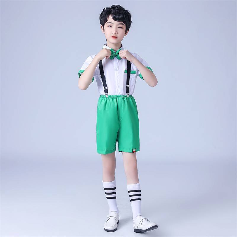 Child Child Chorus Performance Services Summer Boy Primary and Middle School Student Sequenant Dance Kindergarten Back Tibetan Pants Performance Clothing