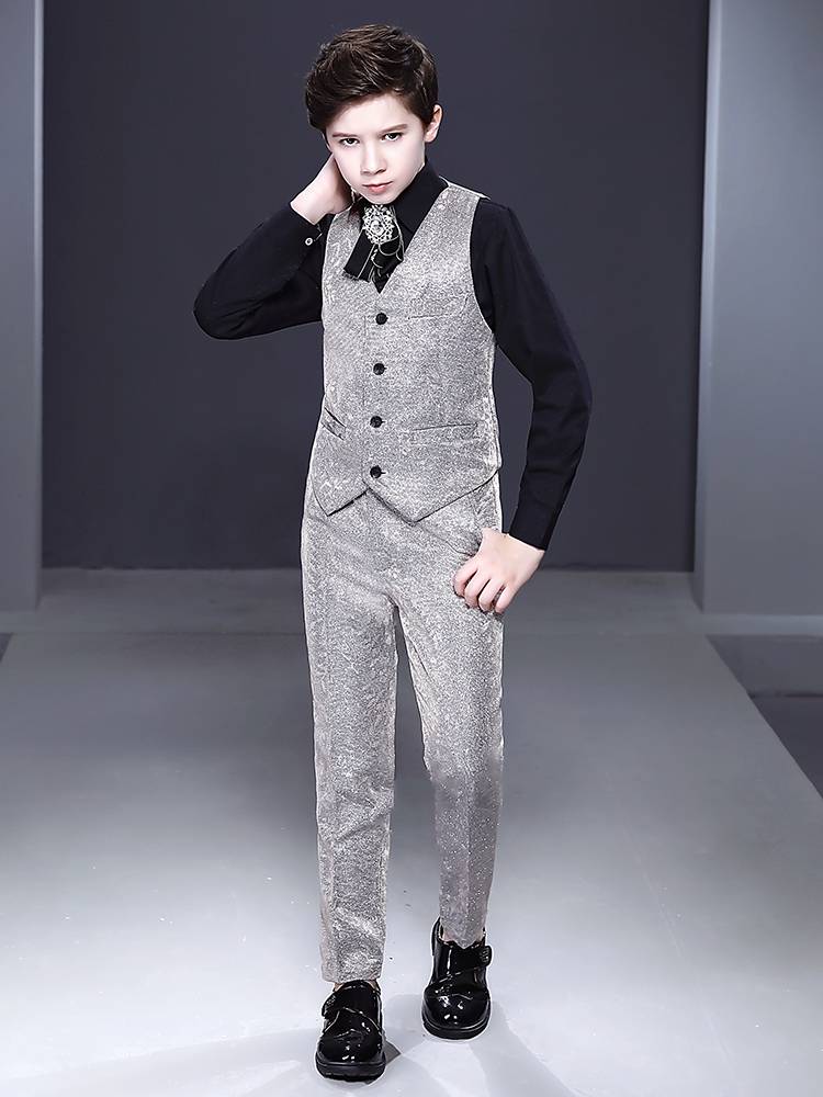 Boys vest sets handsome British children's small suit show piano performance service Zhongda children host dress