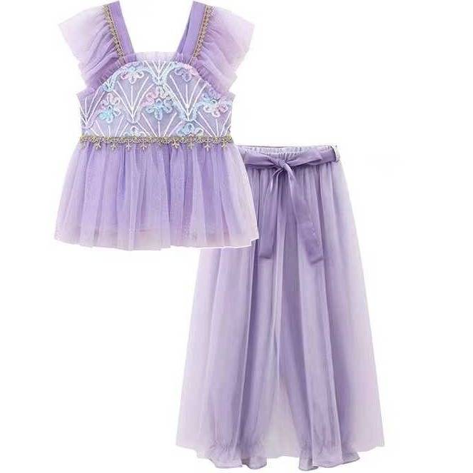 Flute SHA Girls Summer Summer Fashionable Net Gong Guofeng Set (cutting on, welfare models will not be exchanged)