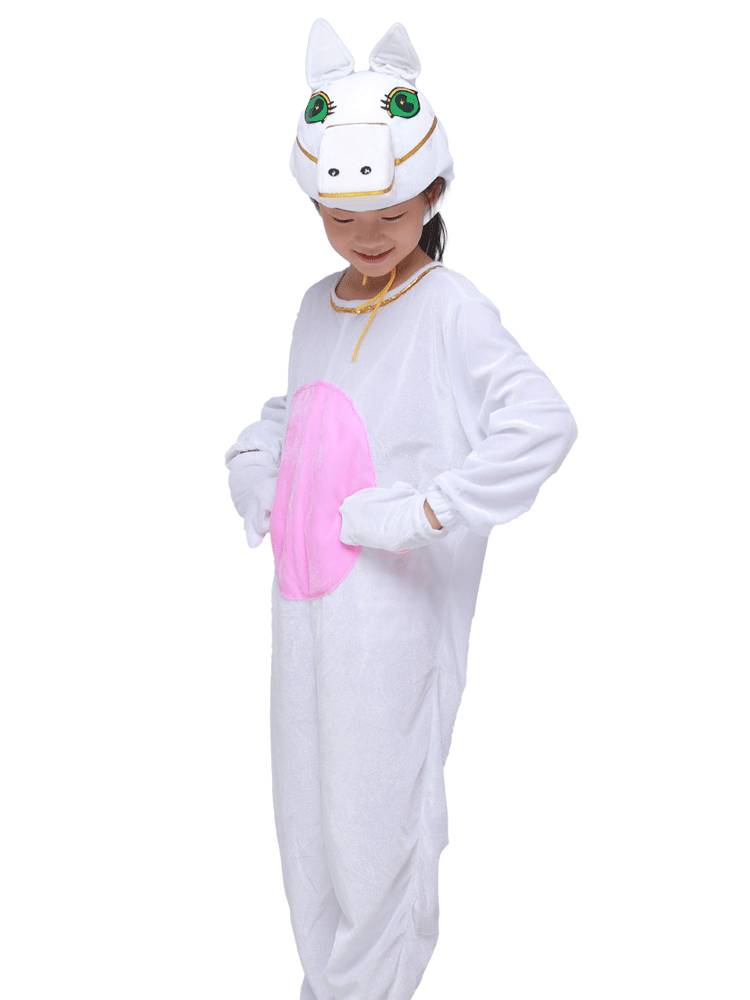 The white horse has a long belly