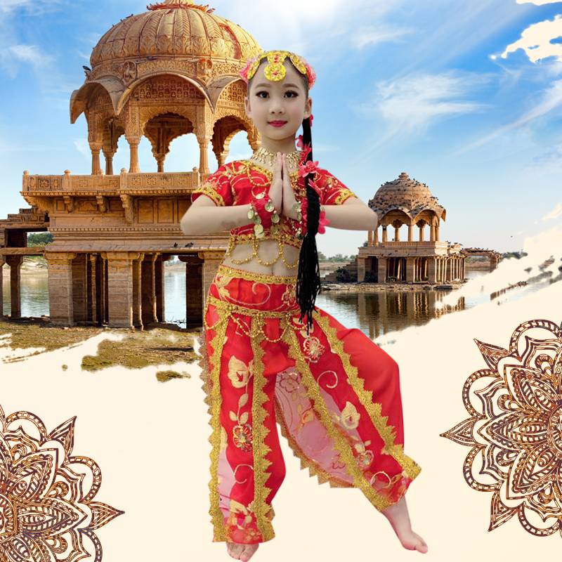 Children's Indian Dance Performance Services Xinjiang Dance Performance Service Girls Belly Dance Costumes Children's National Dance Service