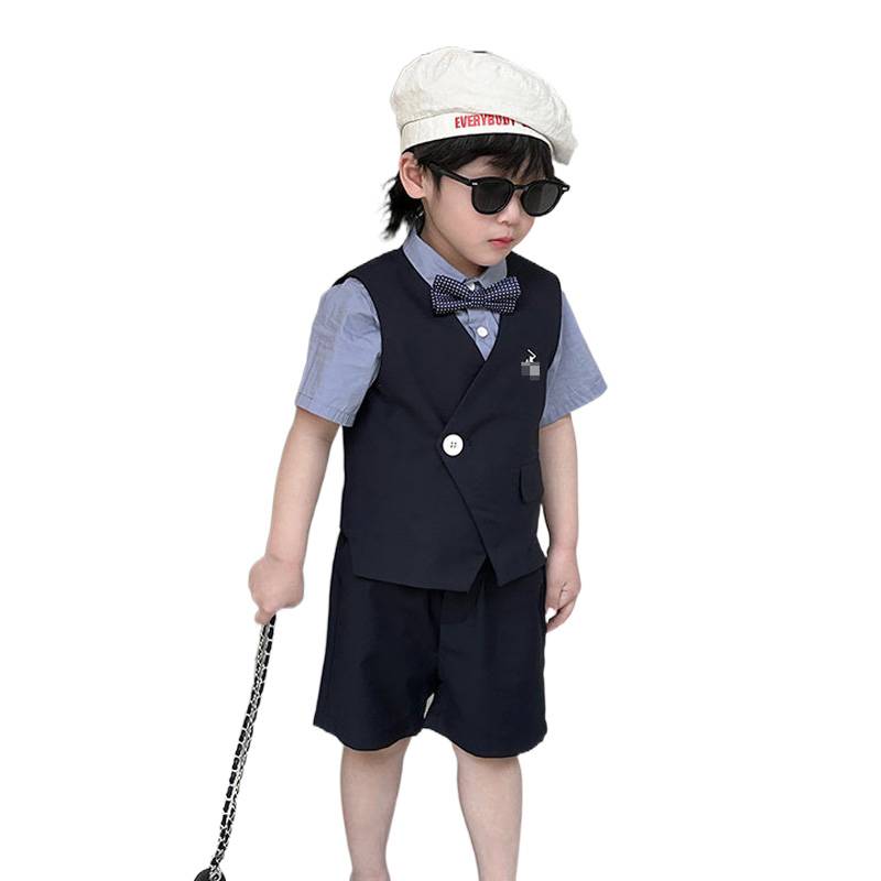 Children's suit suit Summer new flower boy dress handsome British style children perform birthday piano