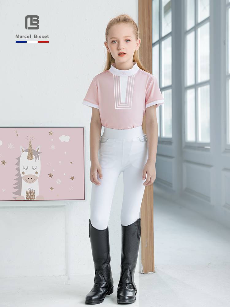 New Children's Equestrian T -shirt Adult Children's Horse Equestyls Short -sleeved Clothing Summer Clothing 128
