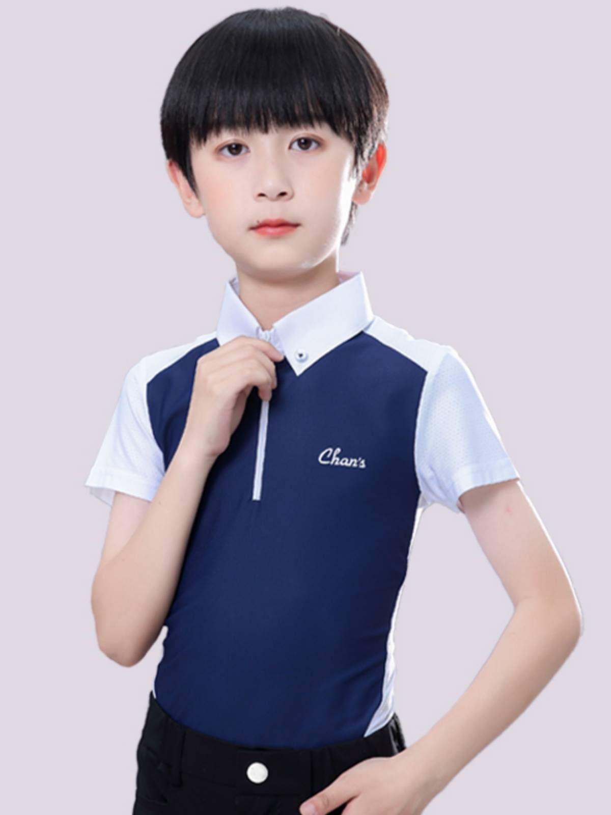Children's summer equestrian short -sleeved T -shirt speed dry riding horse white girl equestrian competition service boys riding clothes