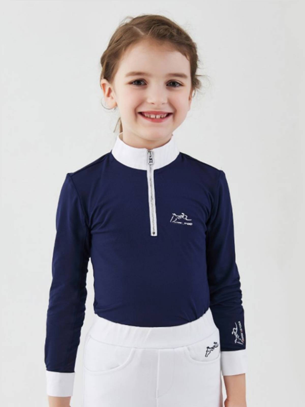 HorseLeader spring and summer children's equestrian long -sleeved T -shirt ultra -thin fast drying and riding shirt riding clothes