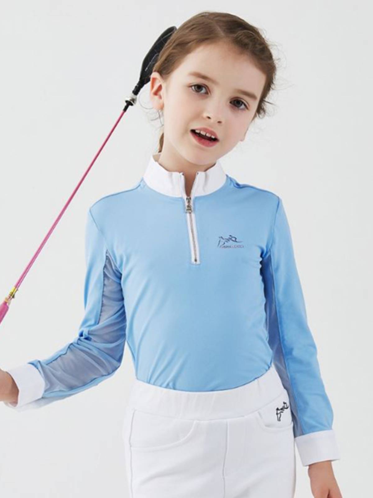 HorseLeader spring and summer children's equestrian long -sleeved T -shirt ultra -thin fast drying and riding shirt riding clothes