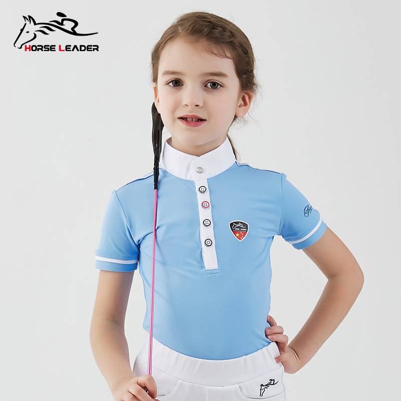 Summer equestrian T -shirt short -sleeved children's equestrian clothing knight equipment speed dry girl equestrian equipment Polo shirt