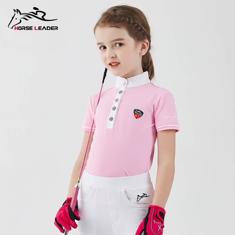 Summer equestrian T -shirt short -sleeved children's equestrian clothing knight equipment speed dry girl equestrian equipment Polo shirt