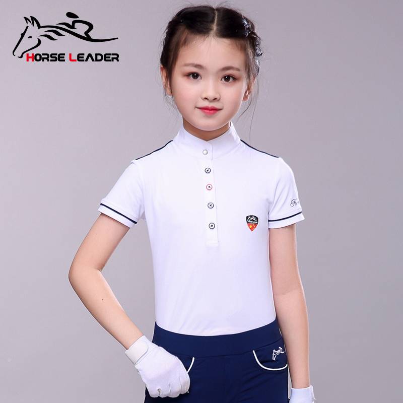 Summer equestrian T -shirt short -sleeved children's equestrian clothing knight equipment speed dry girl equestrian equipment Polo shirt