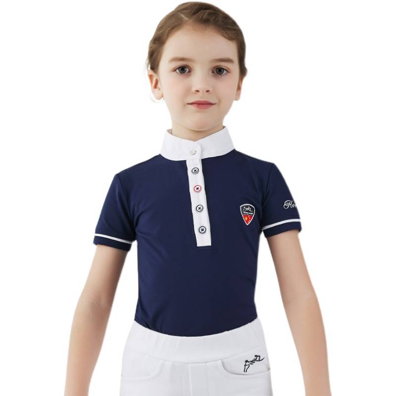 Summer equestrian T -shirt short -sleeved children's equestrian clothing knight equipment speed dry girl equestrian equipment Polo shirt