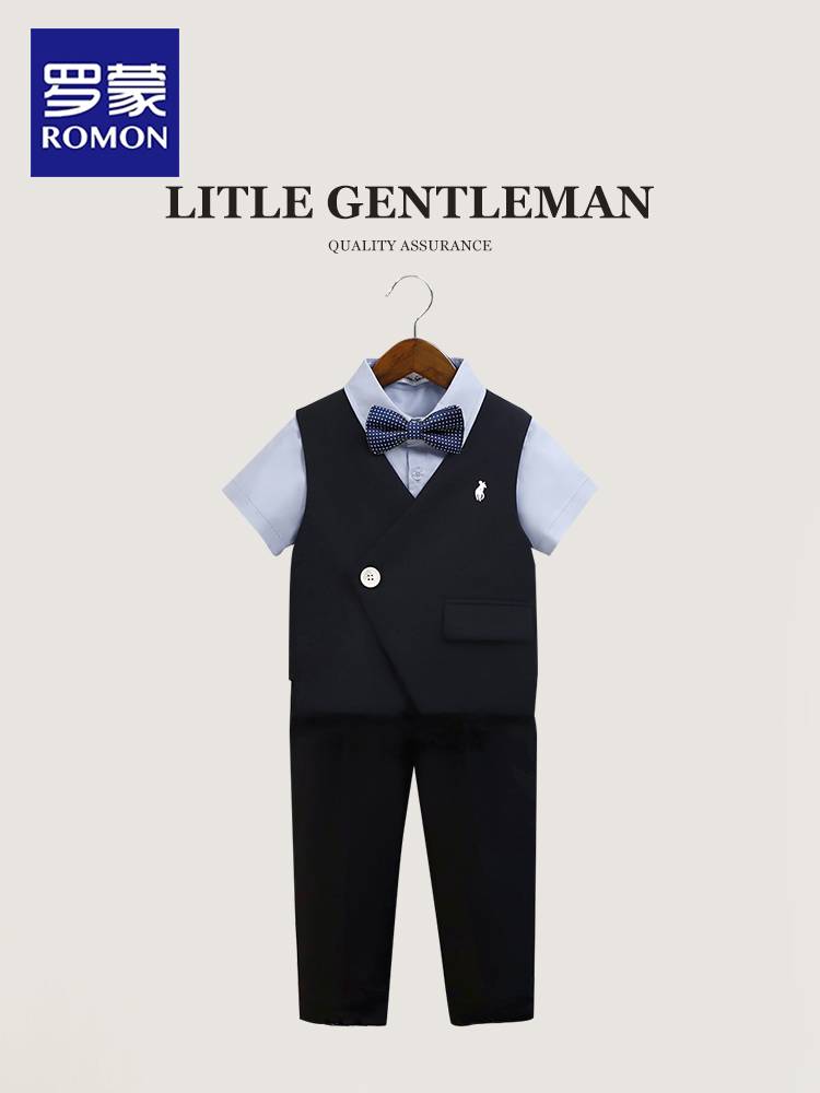 Luo Meng Children's Dress Boy suit suit British style male treasure old birthday banquet suit flower girl performance service