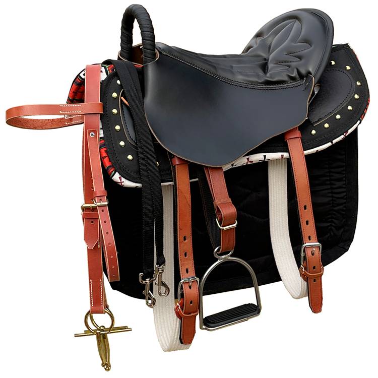 Strengthening pure cowhide soft saddle trajectory tourists saddle leather horse saddle full set of horses