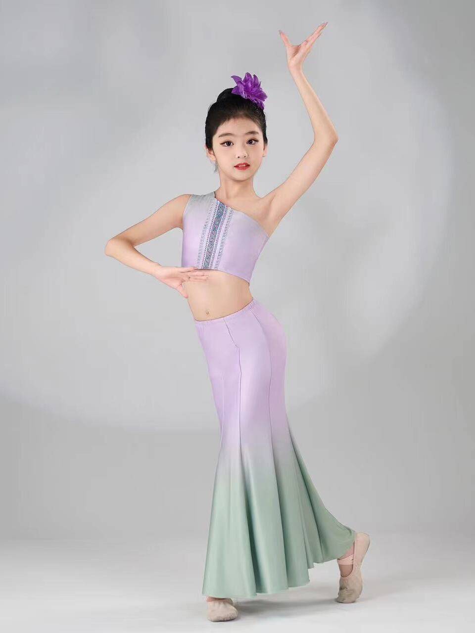 New children's Dai dance service minority performances, grade practice skirts, national style bag hip fishtail skirt