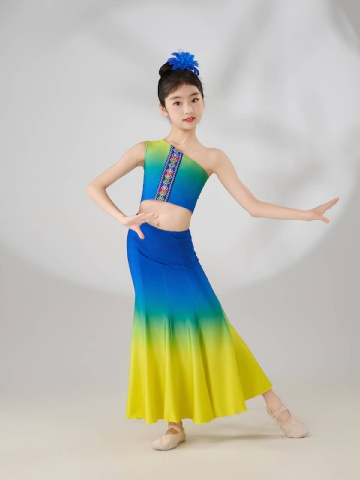 New children's Dai dance service minority performances, grade practice skirts, national style bag hip fishtail skirt