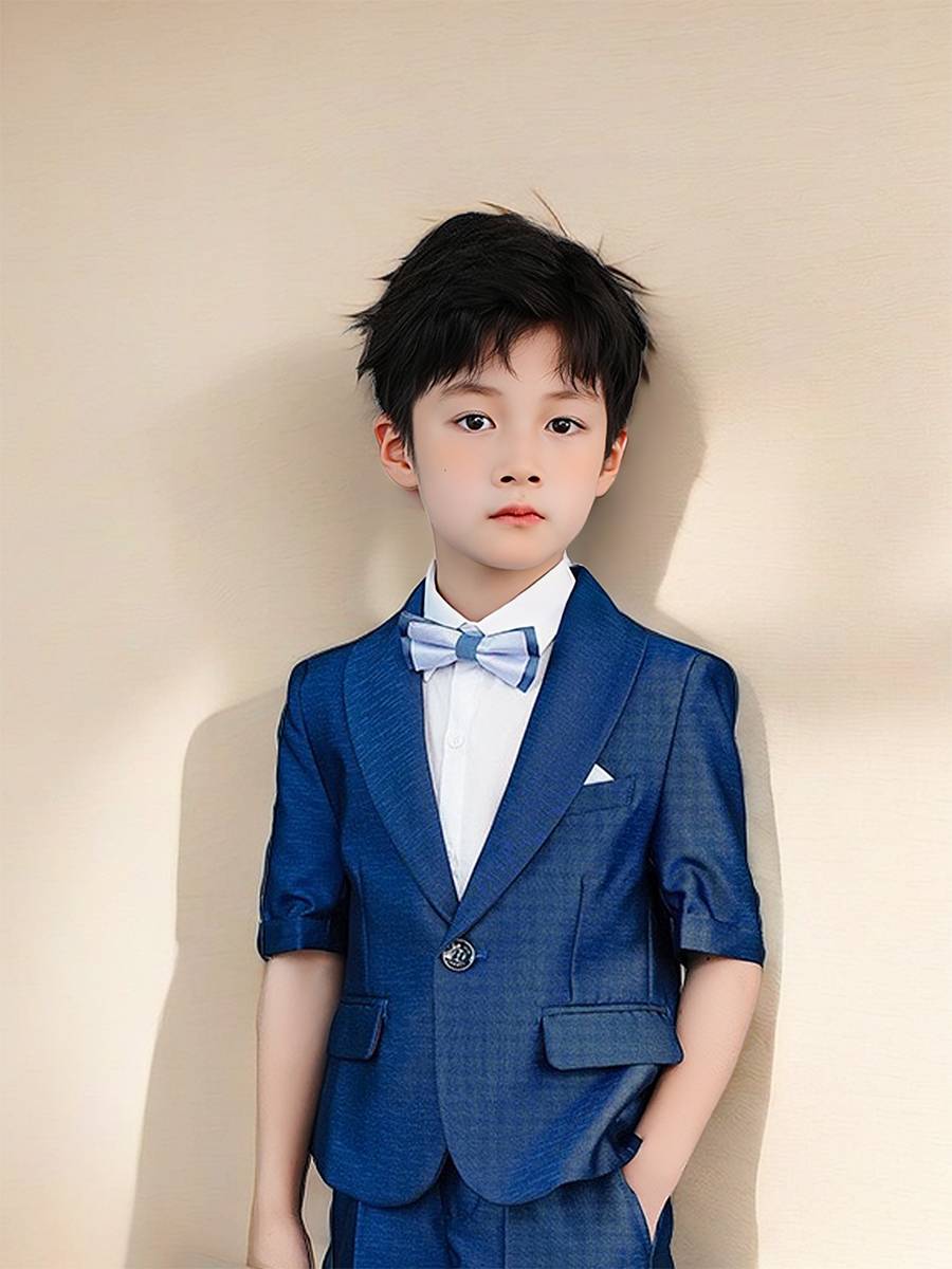 Little host clothing boy suit Summer short -sleeved children's modeling fashion fashion dress flower girl dress set