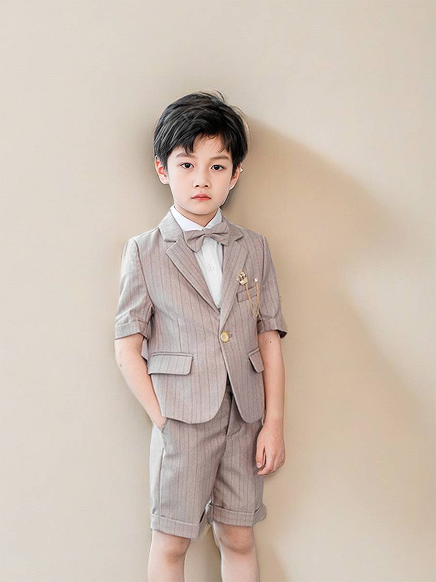 Little host clothing boy suit Summer short -sleeved children's modeling fashion fashion dress flower girl dress set