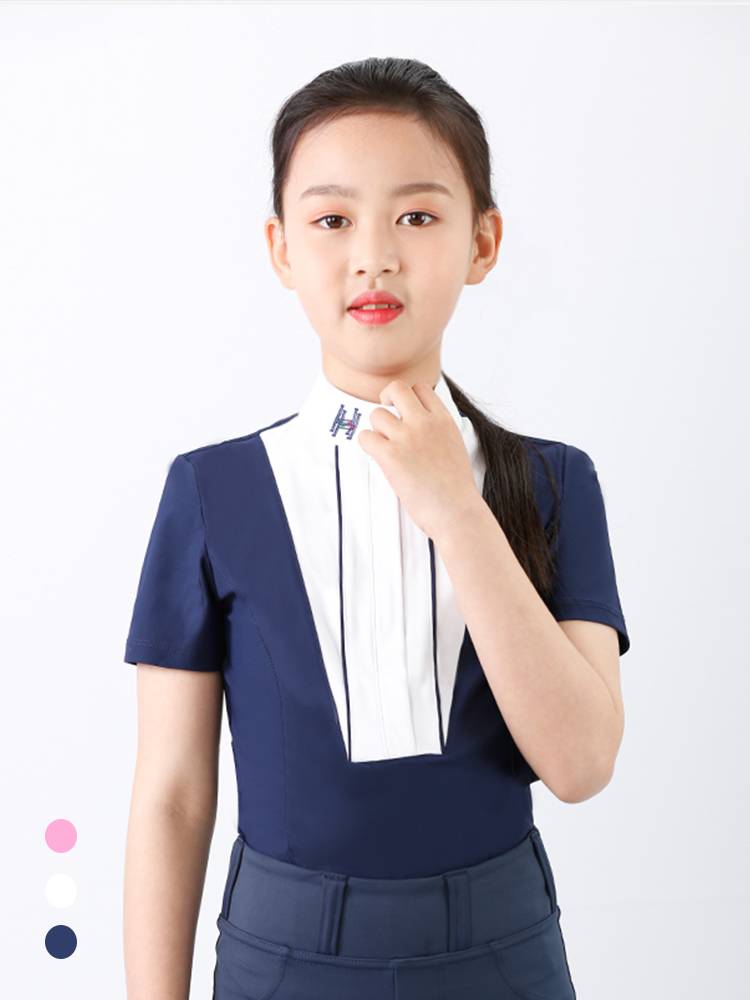 Hello Horse Equestrian competition Short -sleeved children and girls riding equestrian t -shirts short -sleeved knight clothing girl breathe