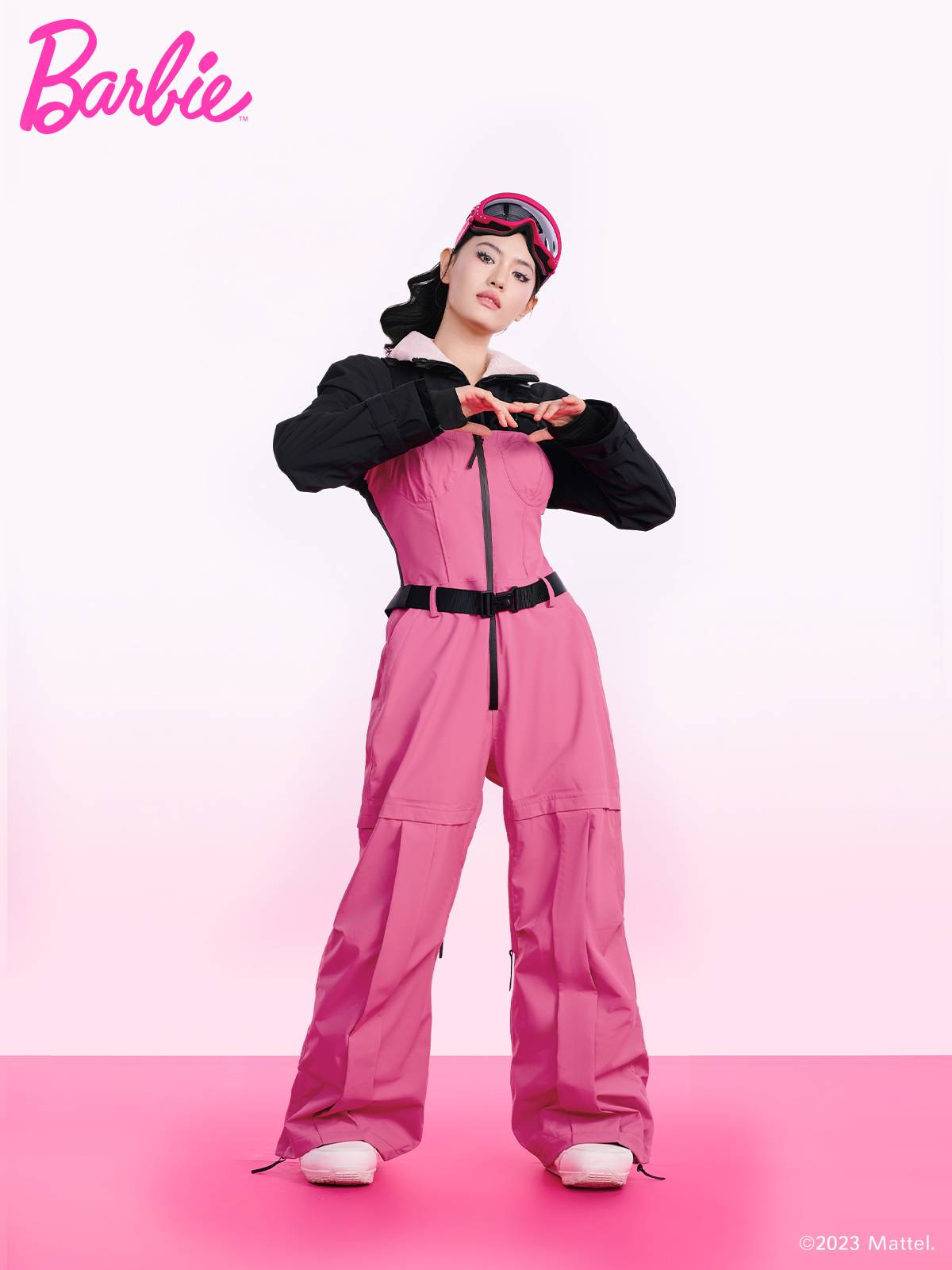BCG Barbie limited cooperation retro ski suit foam sleeve top corset, waist worker pants