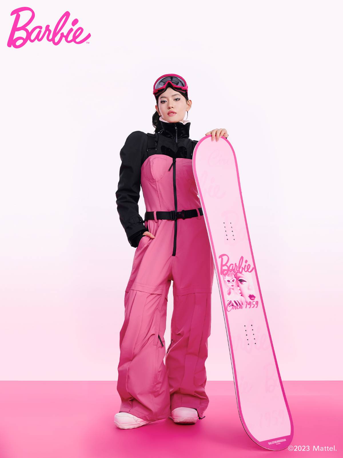 BCG Barbie limited cooperation retro ski suit foam sleeve top corset, waist worker pants
