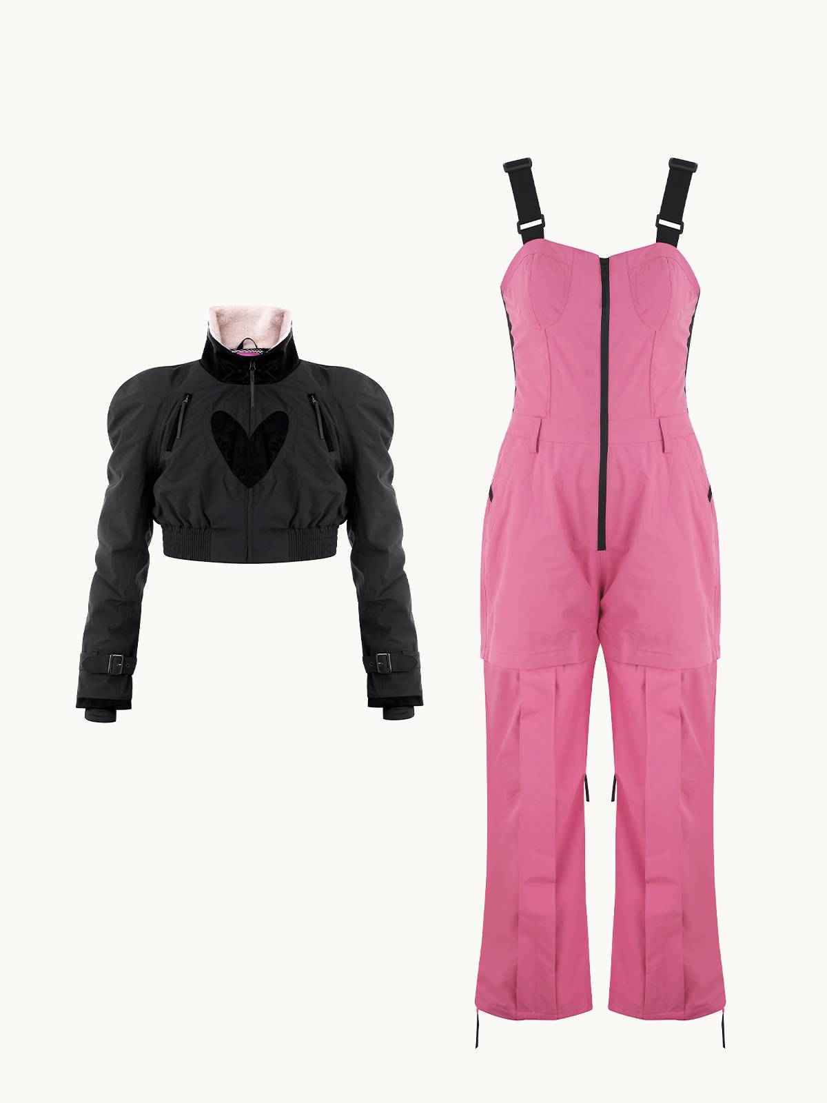 BCG Barbie limited cooperation retro ski suit foam sleeve top corset, waist worker pants