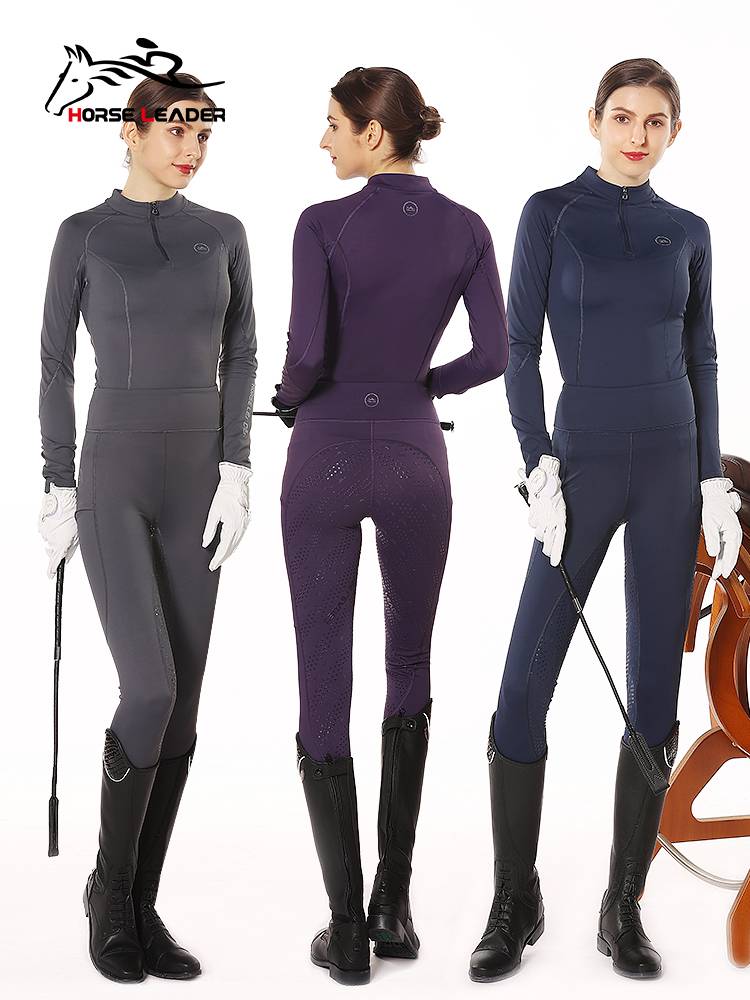 HorseLeader spring and summer horse pants female equestrian equipment professional riding pants rider clothing set silicone set