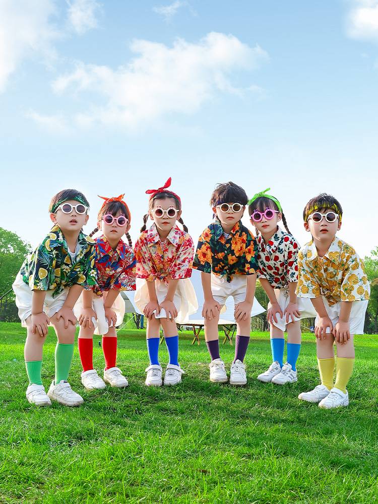 Children's Hong Kong Wind La Team Performance Service Primary School Games Kindergarten Flower Shirt Dance Performance Clothing
