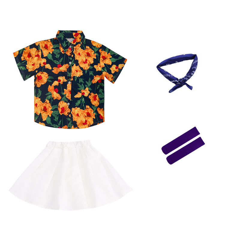 Black-to-shell shirt + dress set + 2 accessories