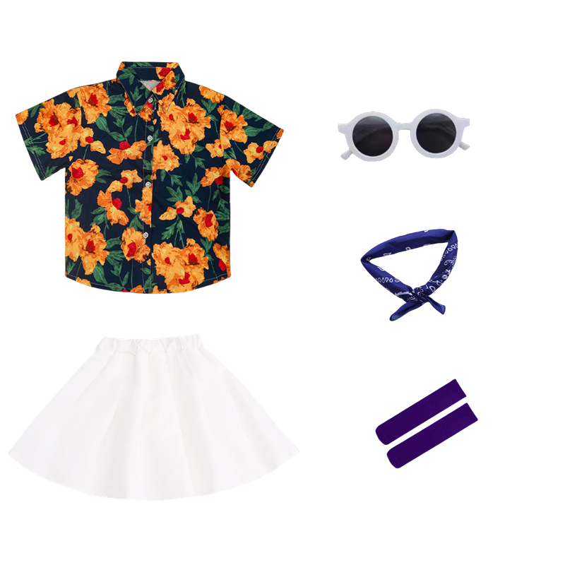 Black-to-shell shirt + dress + 3 accessories