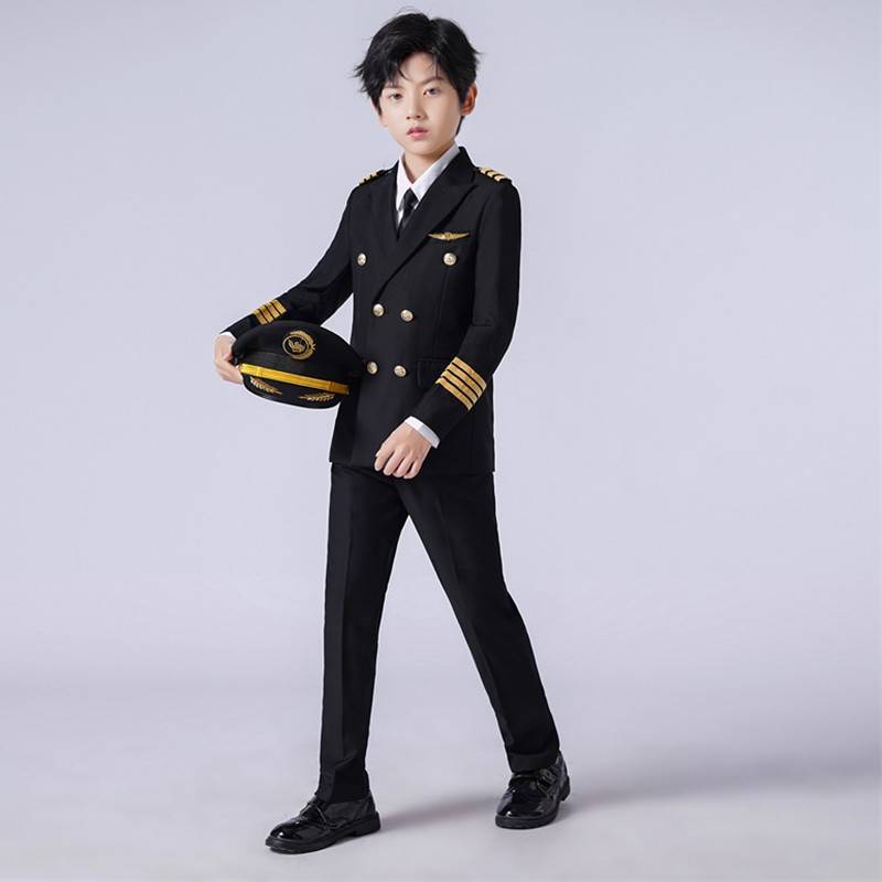 Children's Uniform Gala Performing the Air Pilot Model Show Stage Handsome Boy Host Hosted a suit
