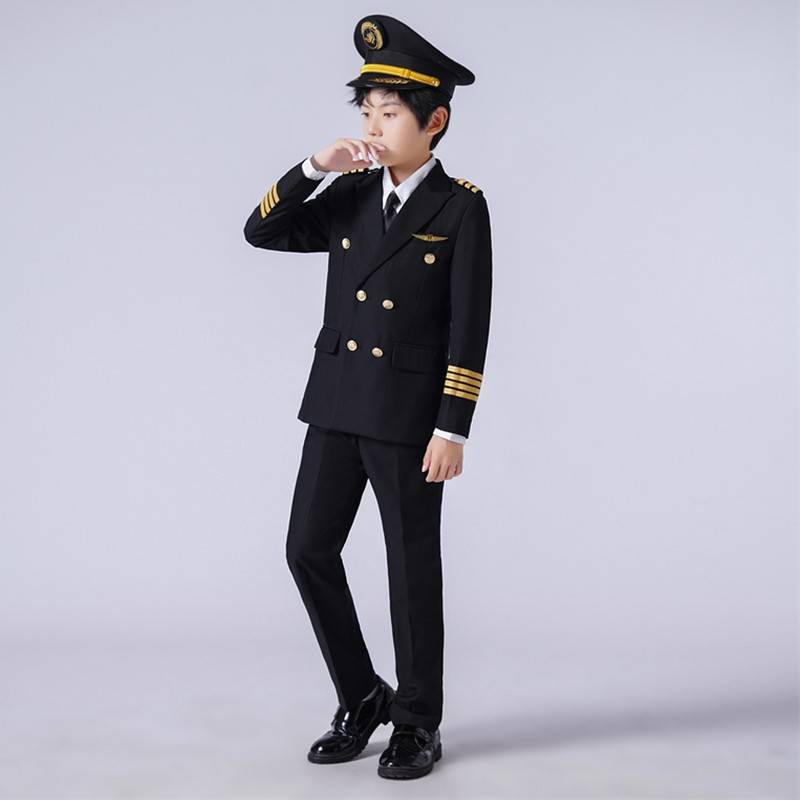 Children's Uniform Gala Performing the Air Pilot Model Show Stage Handsome Boy Host Hosted a suit