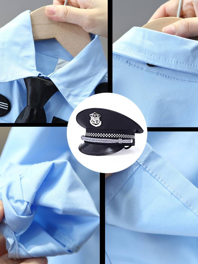 Children's Cotton Police Set Children Traffic Police Uniform Baby Hats Performing Costume Boys Police Officer Uniform