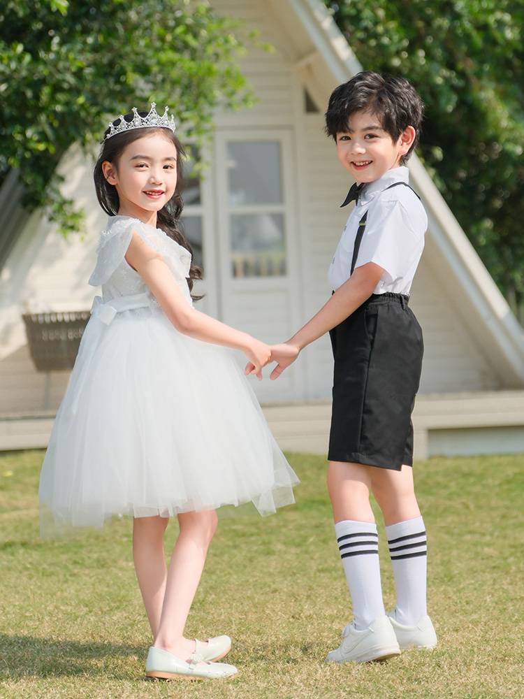 Children's Children's Chorus Performance Fun Kindergarten Graduate Dresses Men's Women Belt Pants Princess Skirt Performance Clothing