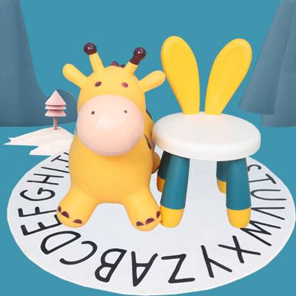 A thick yellow deer and a thick Morandi rabbit chair