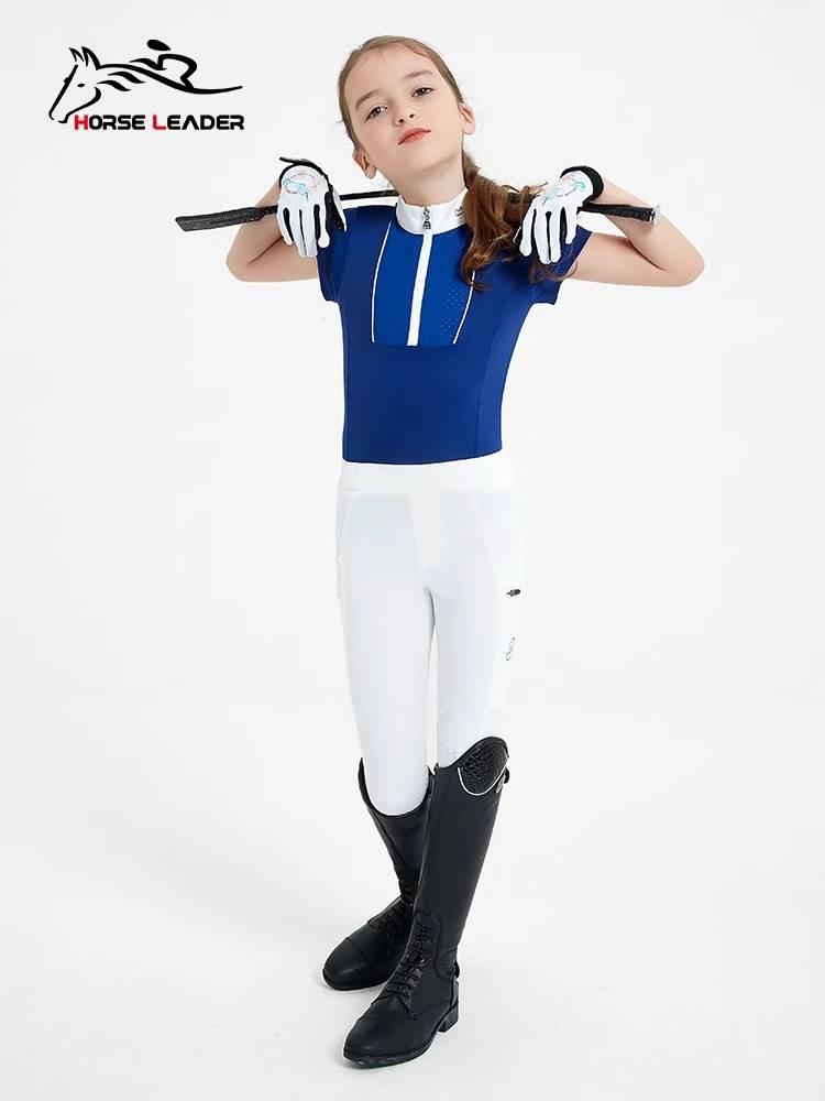 HorseLeader spring and summer equestrian T -shirt short -sleeved children's equestrian clothing rider equipment competition shirt