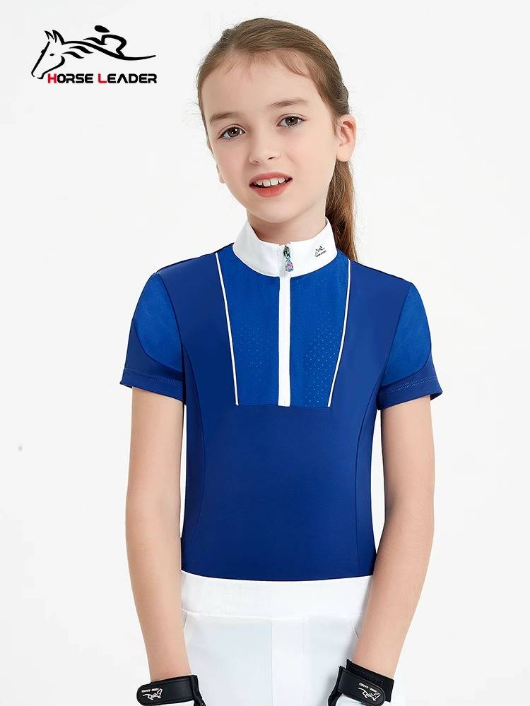 HorseLeader spring and summer equestrian T -shirt short -sleeved children's equestrian clothing rider equipment competition shirt