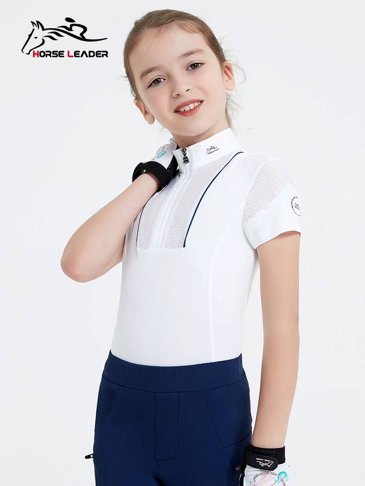 HorseLeader spring and summer equestrian T -shirt short -sleeved children's equestrian clothing rider equipment competition shirt
