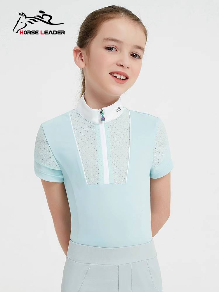 HorseLeader spring and summer equestrian T -shirt short -sleeved children's equestrian clothing rider equipment competition shirt