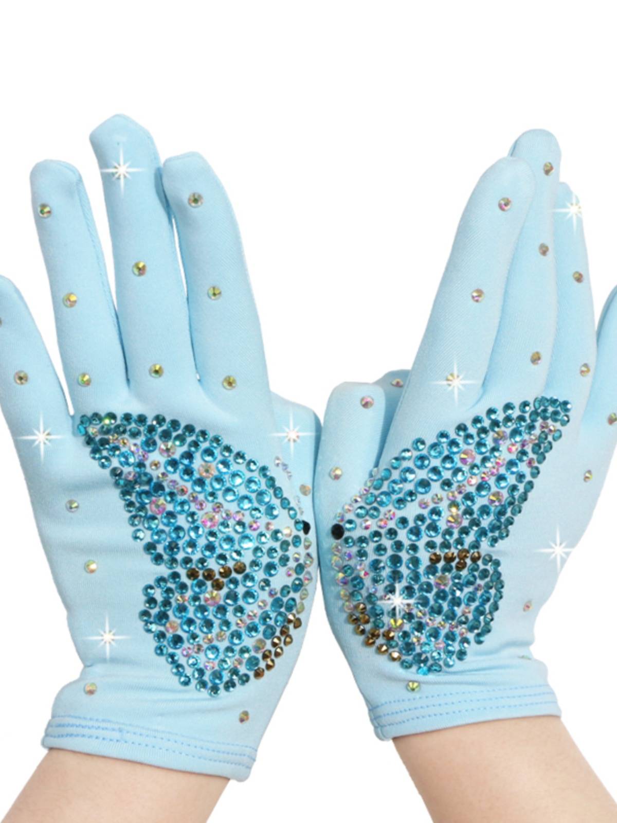 Falter skating glove children training men and women to keep warm and hot drill performance skating adult thickened flower slide gloves A10